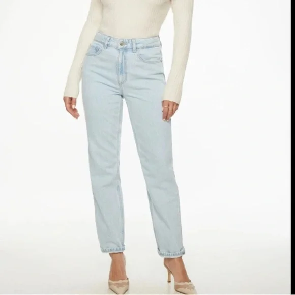 Dynamite Claudia mom Straight Leg Jeans High-Waisted Vintage inspired light blue - Picture 9 of 12